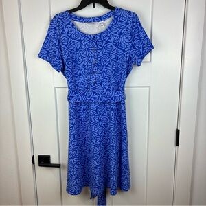 Isaac Mizrahi Live! Women's Blue Purple Floral Dress Size Medium  f